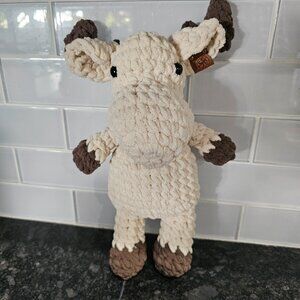 Handmade Crochet Moose Plushie – 12” Amigurumi Woodland Stuffed Animal